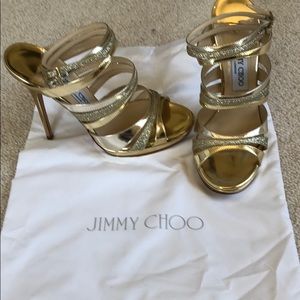 Jimmy Choo Gold High Heeled Sandals